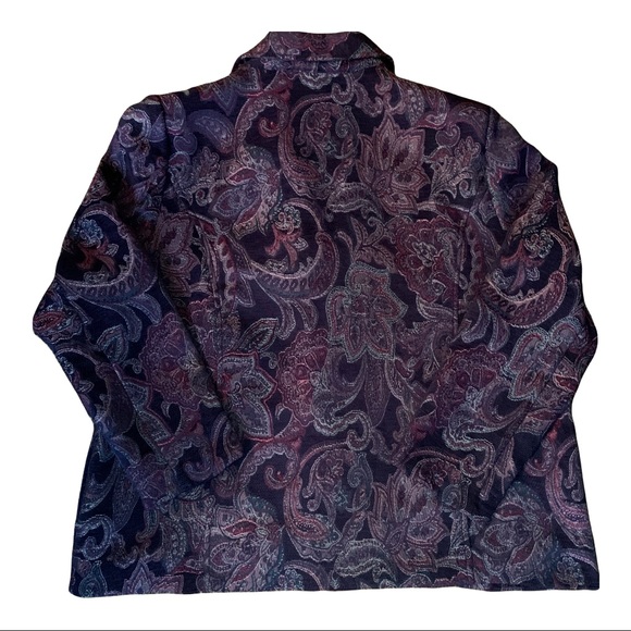 BonWorth Paisley Zip Jacket Women’s L Purple Burgundy Metallic Textured Blazer - Picture 8 of 15